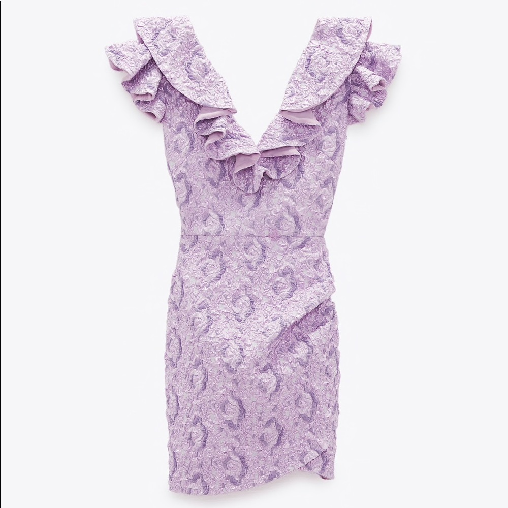 NWT ZARA limited edition ruffle shimmery mini dress